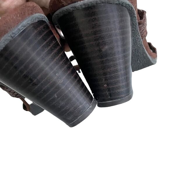 LIZ CLAIBORNE Woven Braided Leather Slip-On Wedge Sandals Shoes Brown 10 - Picture 8 of 10